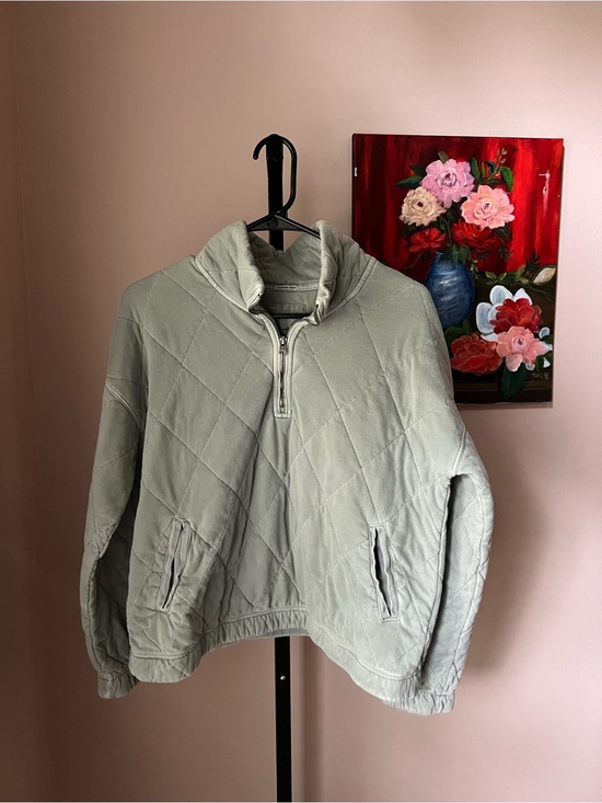 Abercrombie & Fitch Jackets & Blazers - Abercrombie and fitch Quilted Half-Zip Pullover Jacket - Light Sage